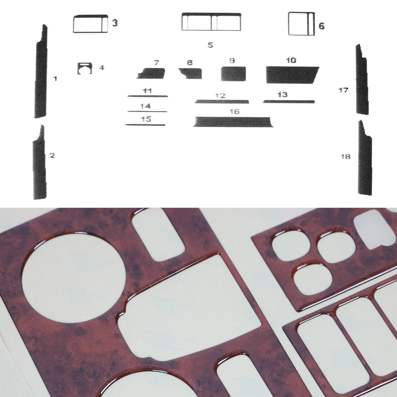 Innenraum Dekor Cockpit für Opel Vectra 1988-1995 Wurzelholz Optik 18tlg