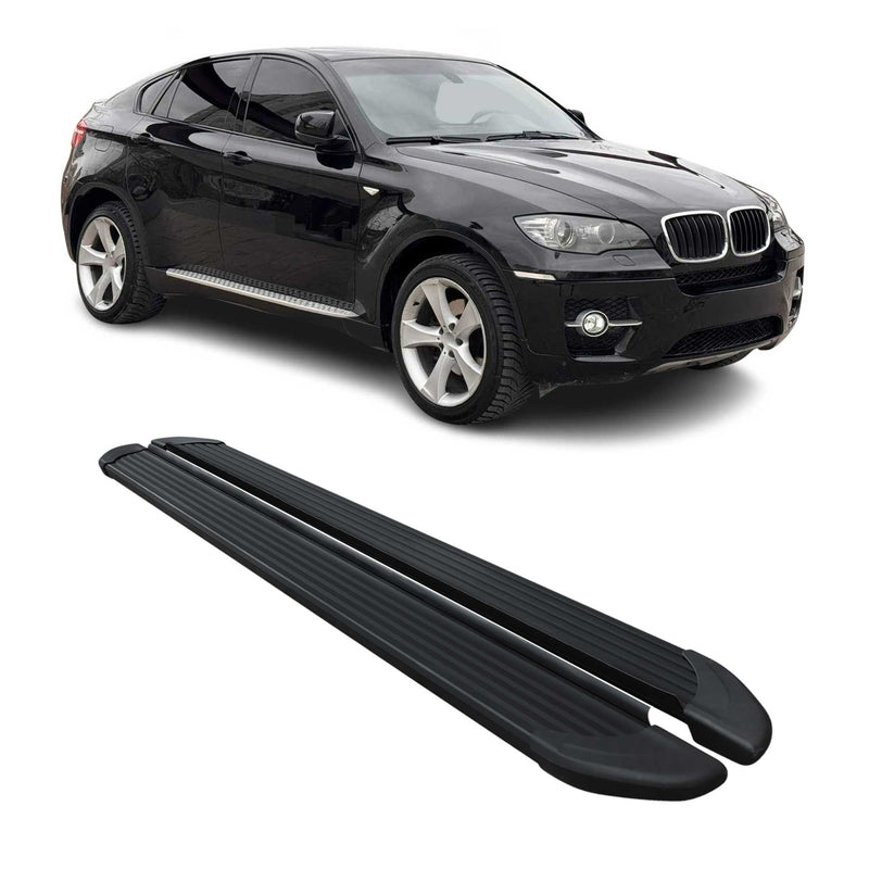 Trittbretter Seitenschweller für BMW X6 2008-2014 Aluminium Schwarz 2 tlg
