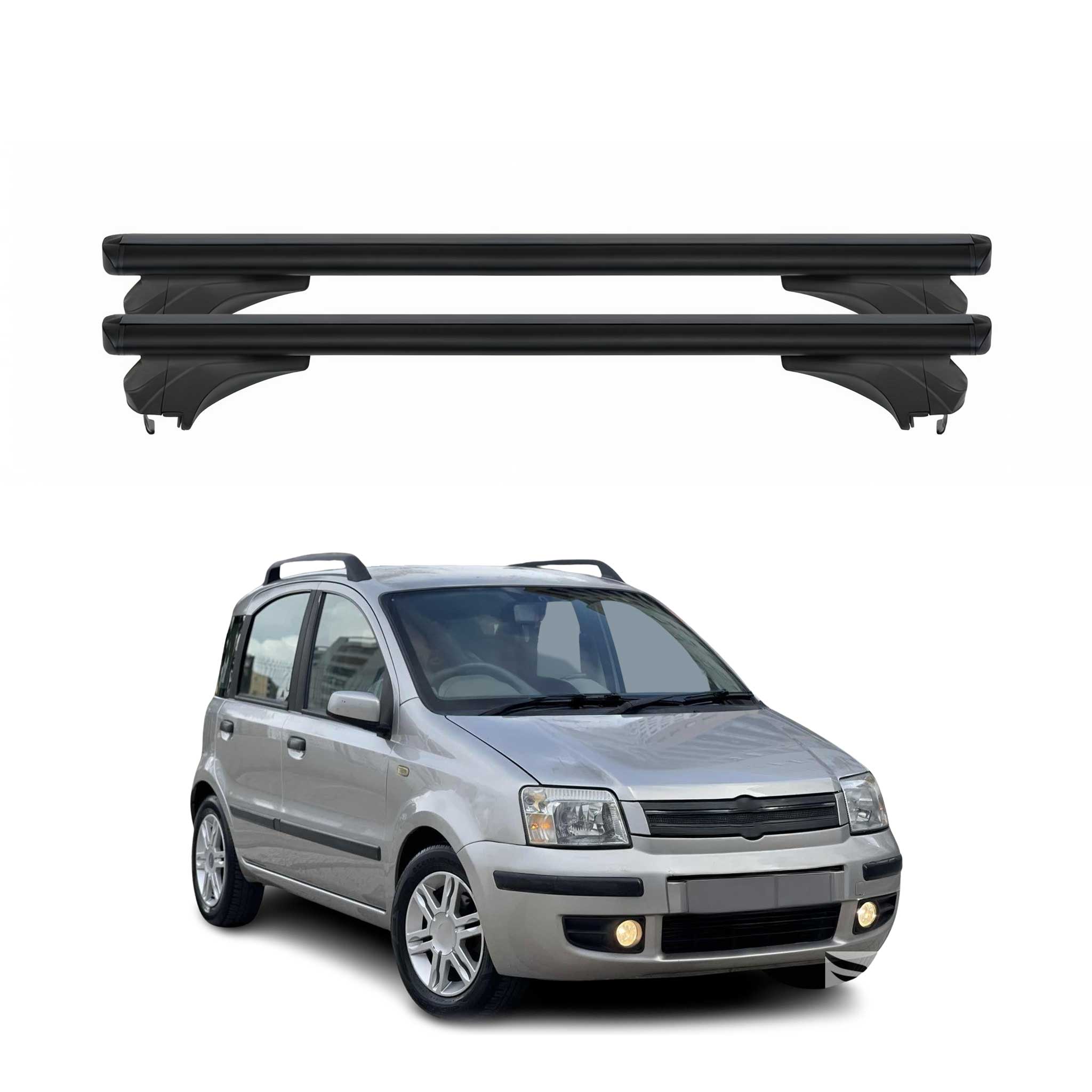 Menabo Dachträger Grundtäger für Fiat Panda II 169 2003-2012 Alu Schwarz 2 tlg
