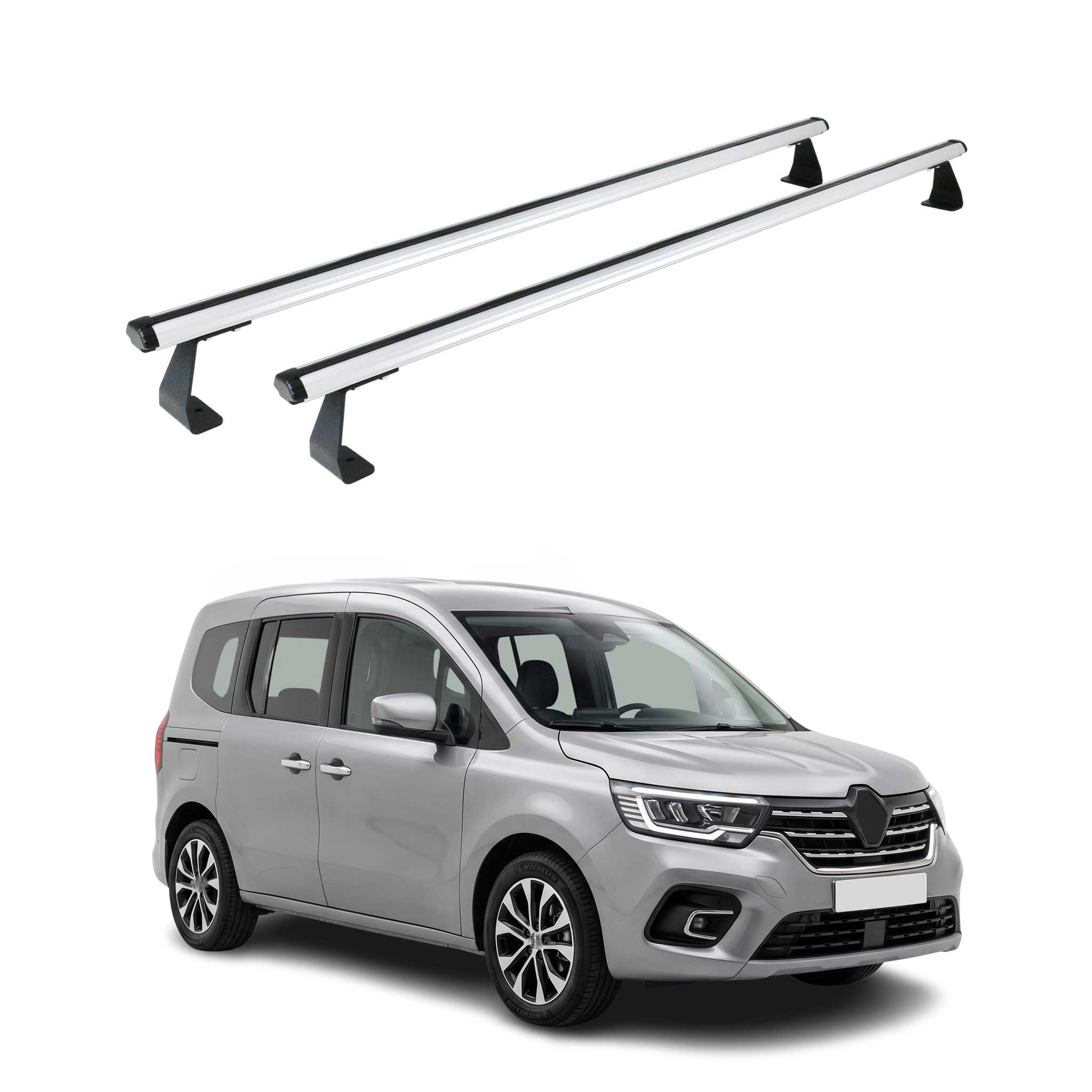 Dachträger Grundtäger für Renault Kangoo III 2021-2026 75kg Alu Silber 2 tlg