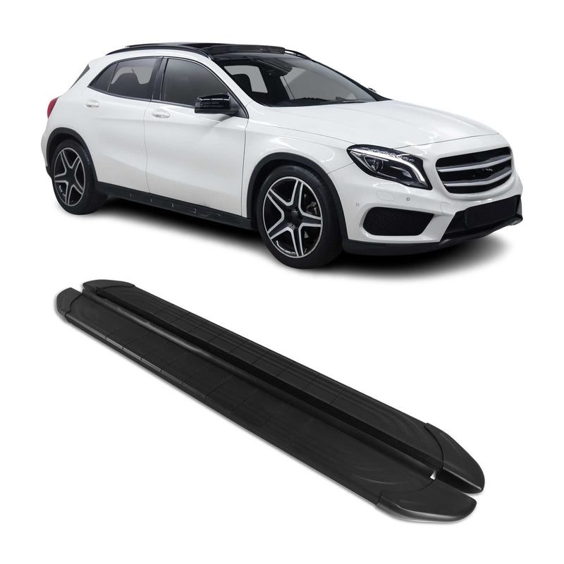 Seitenschweller Trittbretter für Mercedes GLA 2014-2020 Schwarz Aluminium 2 tlg