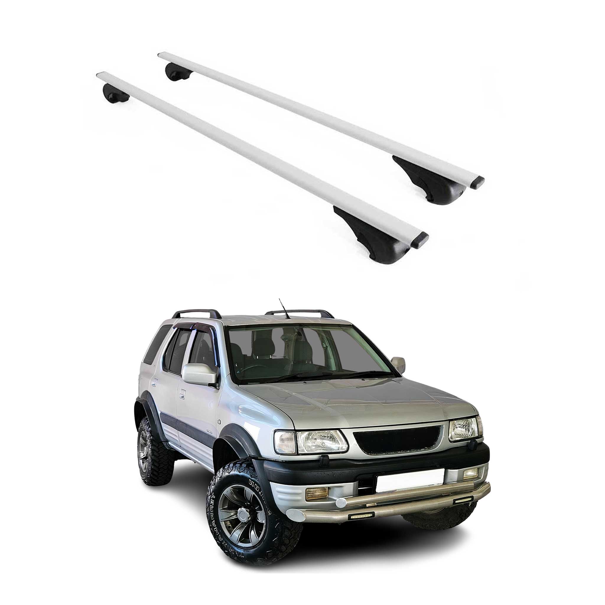 Dachträger Grundtäger für Opel Frontera 1991-2004 75kg Metall Silber 2 tlg