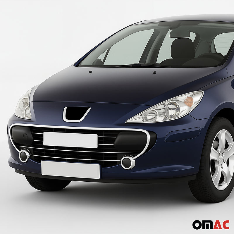 Scheinwerfer Leisten Scheinwerferblende für Peugeot 307 2001-2009 Chrom ABS 2tlg