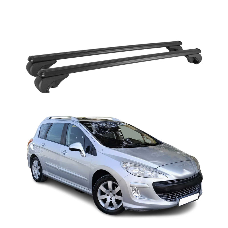 Dachträger für Peugeot 308 SW 2008-2014 Gepäckträger Grundträger Alu Schwarz 2x