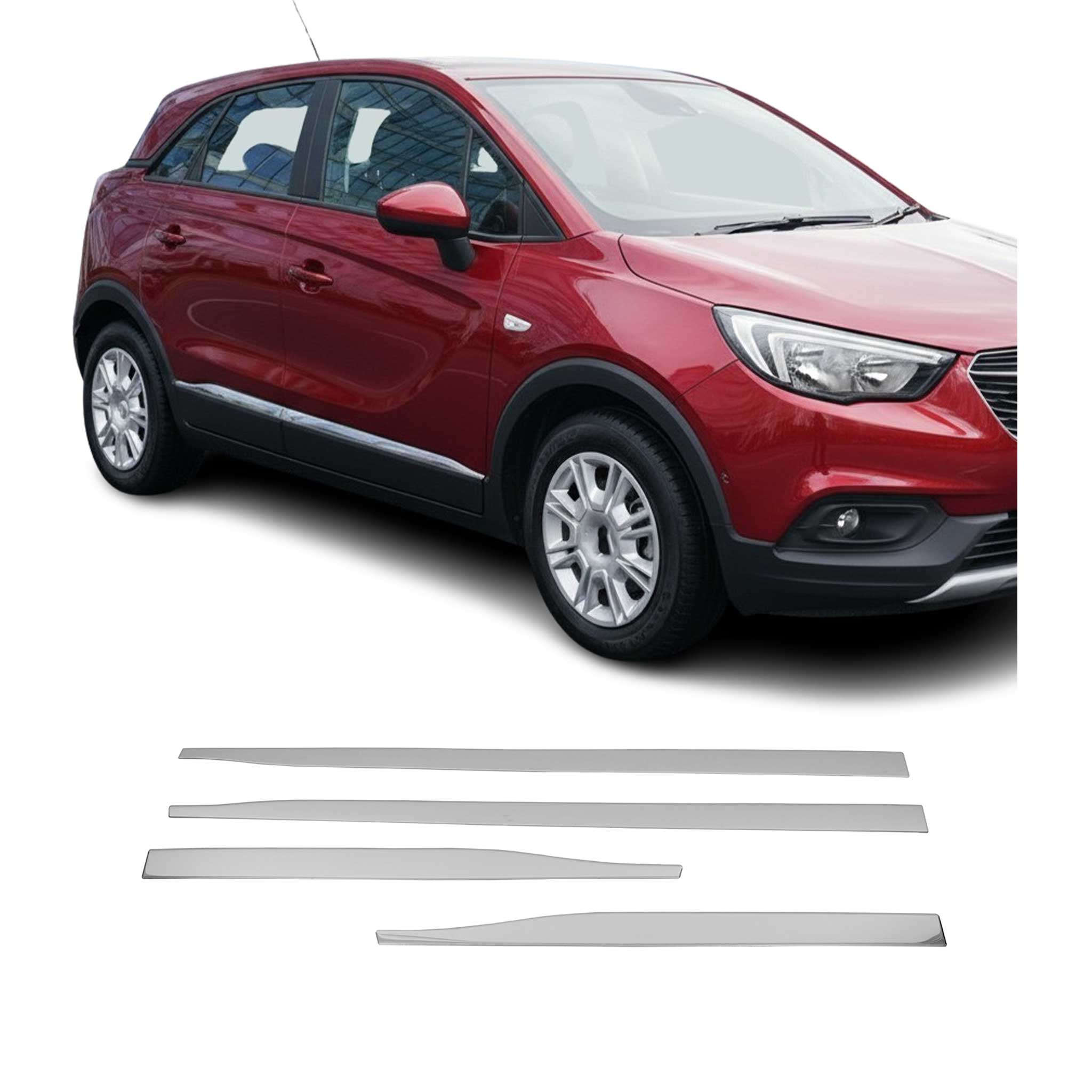 Seitentürleiste Türschutzleiste für Opel Crossland X 2017-2024 Chrom Stahl 4x