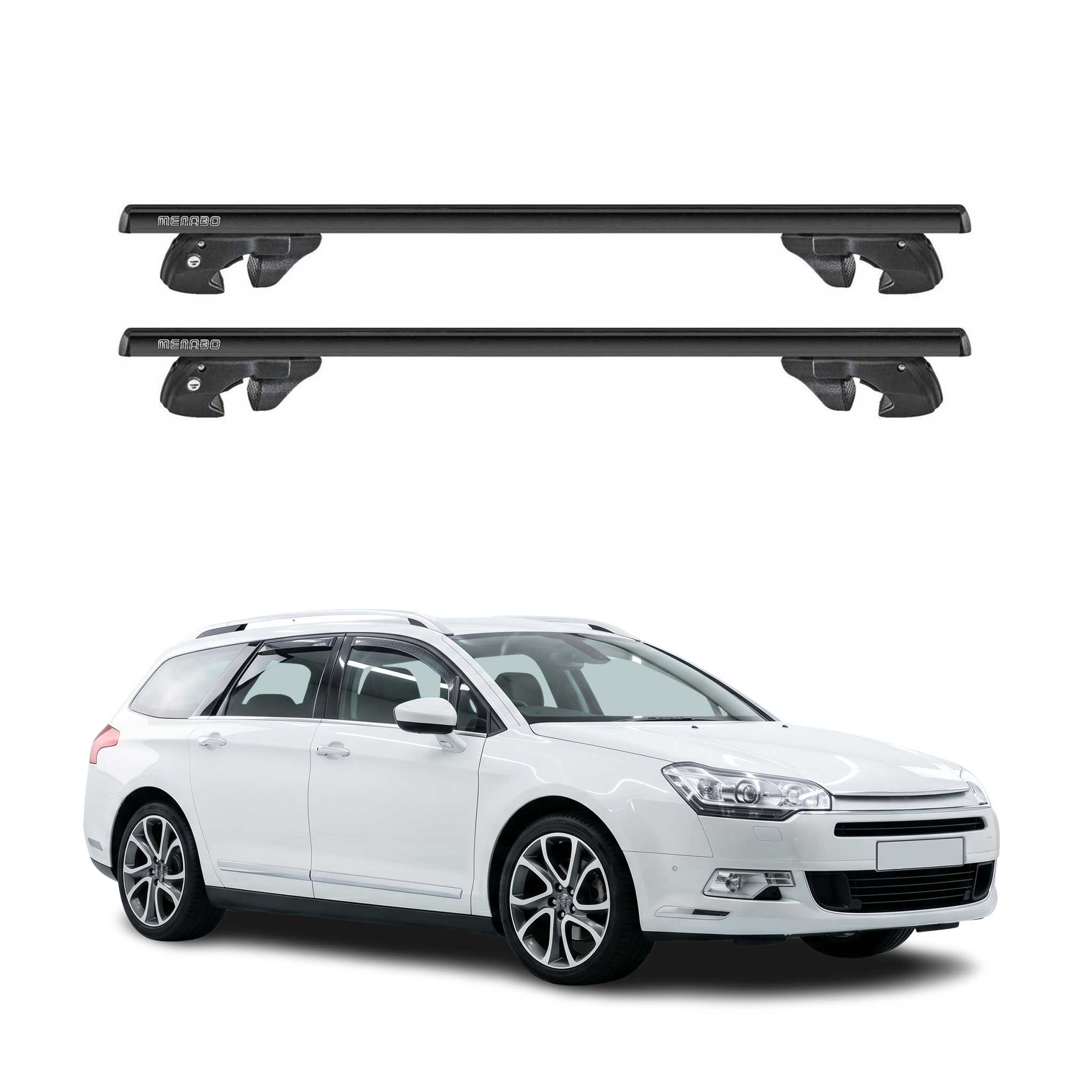 Dachträger Grundtäger für Citroen C5 Tourer 2008-2017 Alu 90kg TÜV Schwarz 2tlg