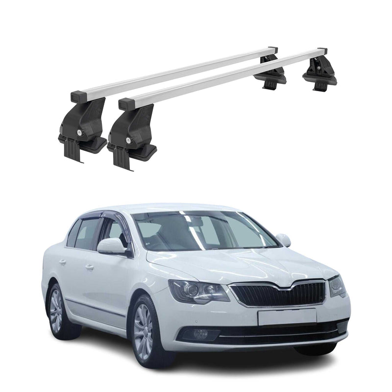 Menabo Dachträger für Skoda Superb mk2 2008-2013 Pre-FL 50kg Stahl Silber 2x