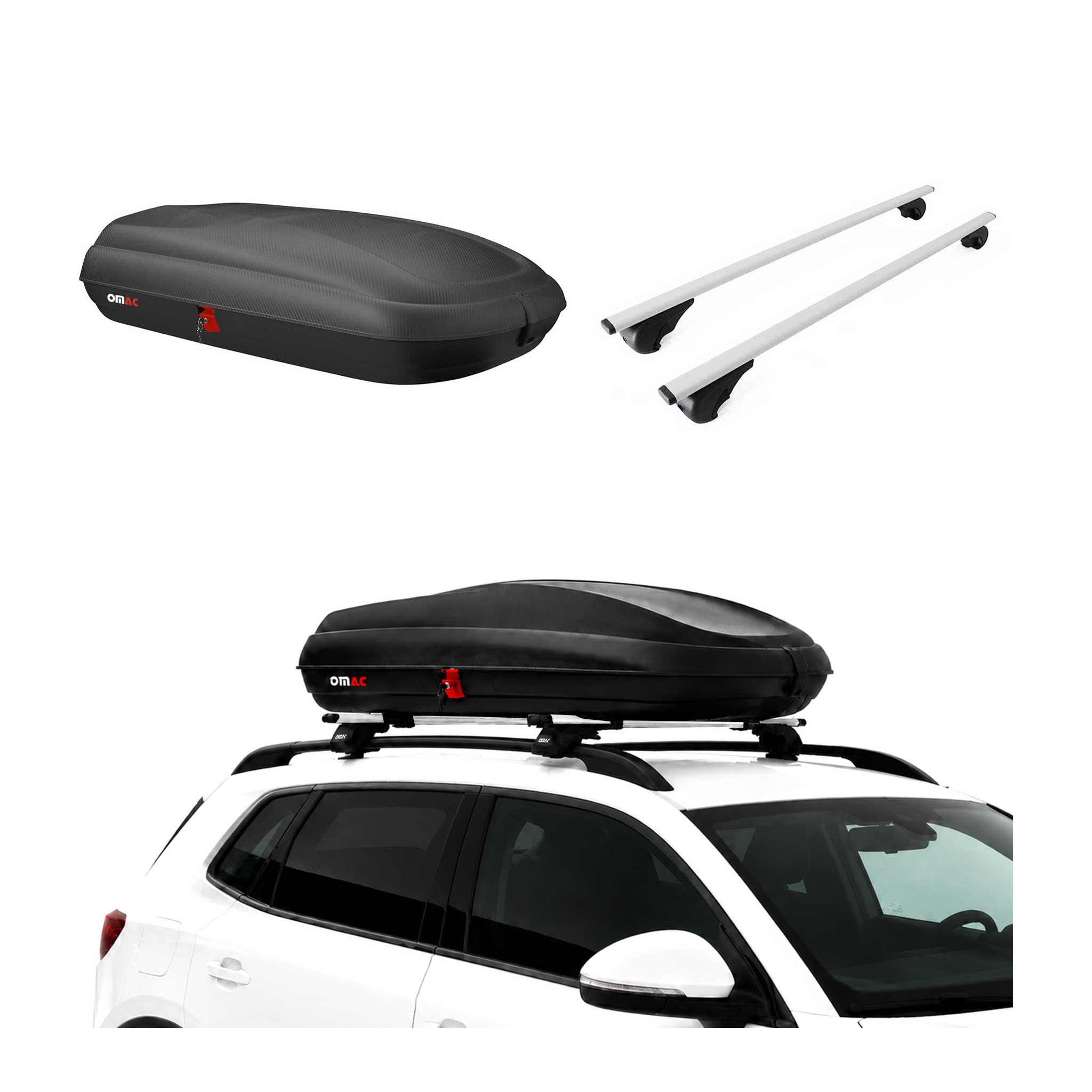 Carbonlook Dachbox 320L + Dachträger Seat Ateca 2016-2026 Silber Abschließbar