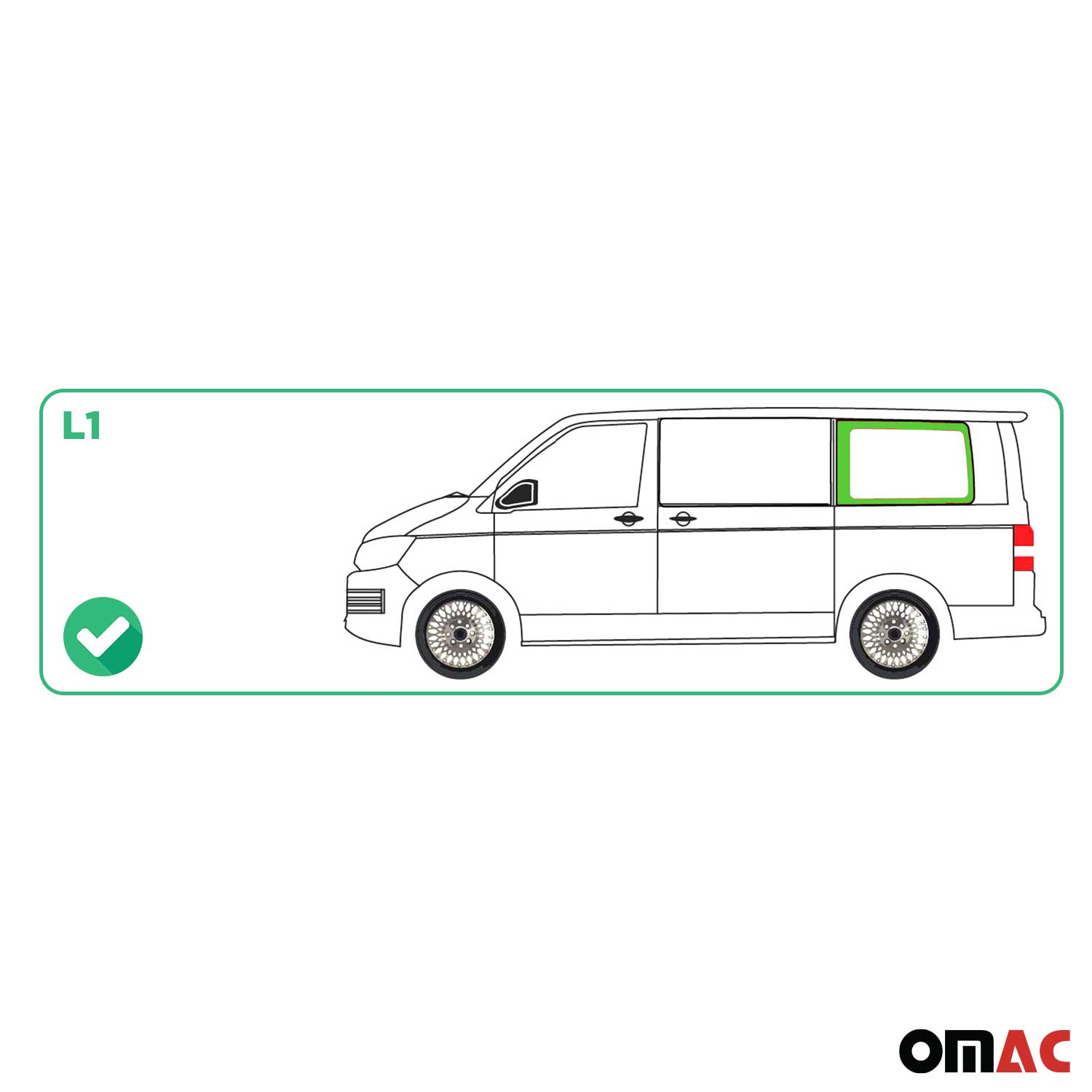 Seitenfenster Seitenscheibe für VW T5 2003-2015 Sicherheitsglas Links Schwarz L1