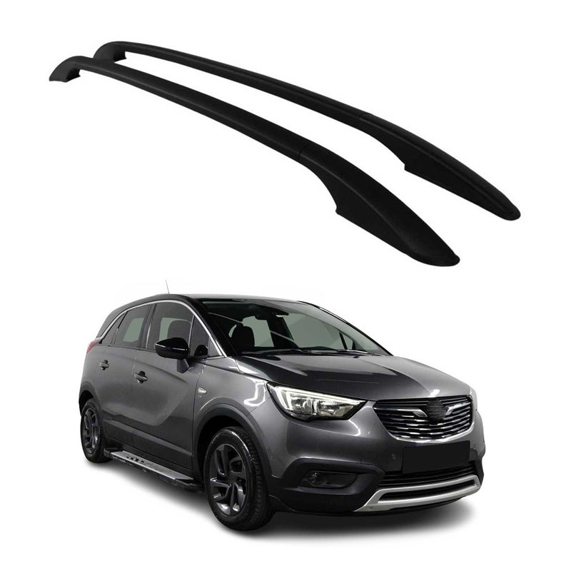 Aluminium Dachreling Relingträger für Opel Crossland X 2017-2021 Schwarz 2x