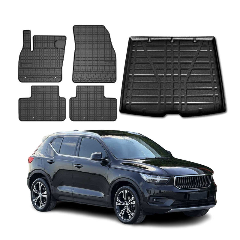 Fußmatten & Kofferraumwanne Set für Volvo XC40 2018-2025 Gummi TPE Schwarz 5x