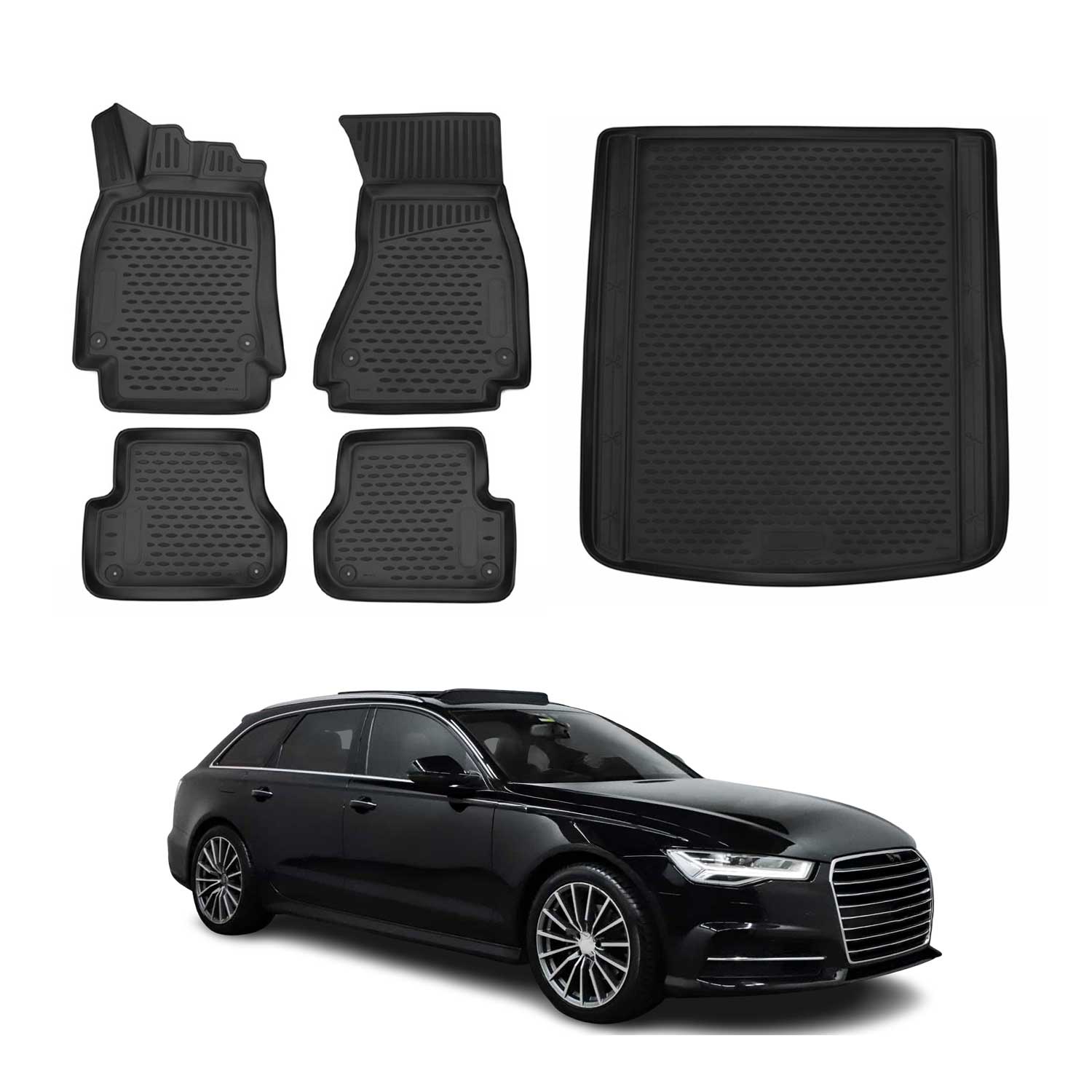 Fußmatten & Kofferraumwanne Set für Audi A6 C7 Avant Allroad 2011-2018 TPE