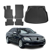 Fußmatten & Kofferraumwanne Set für Mercedes C Klasse W204 2007-2015 Gummi 5x