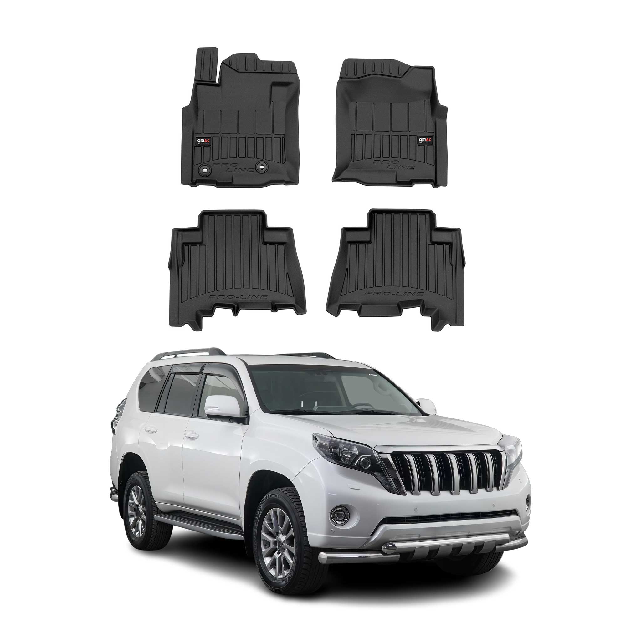 OMAC Gummi Fußmatten für Toyota Land Cruiser Prado J150 2009-2023 Premium TPE 4x
