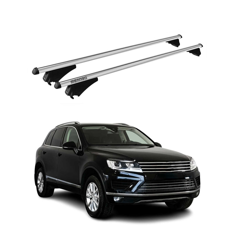Menabo Dachträger Grundtäger für VW Touareg mk2 2014-2018 FL 75kg Alu Silber 2x