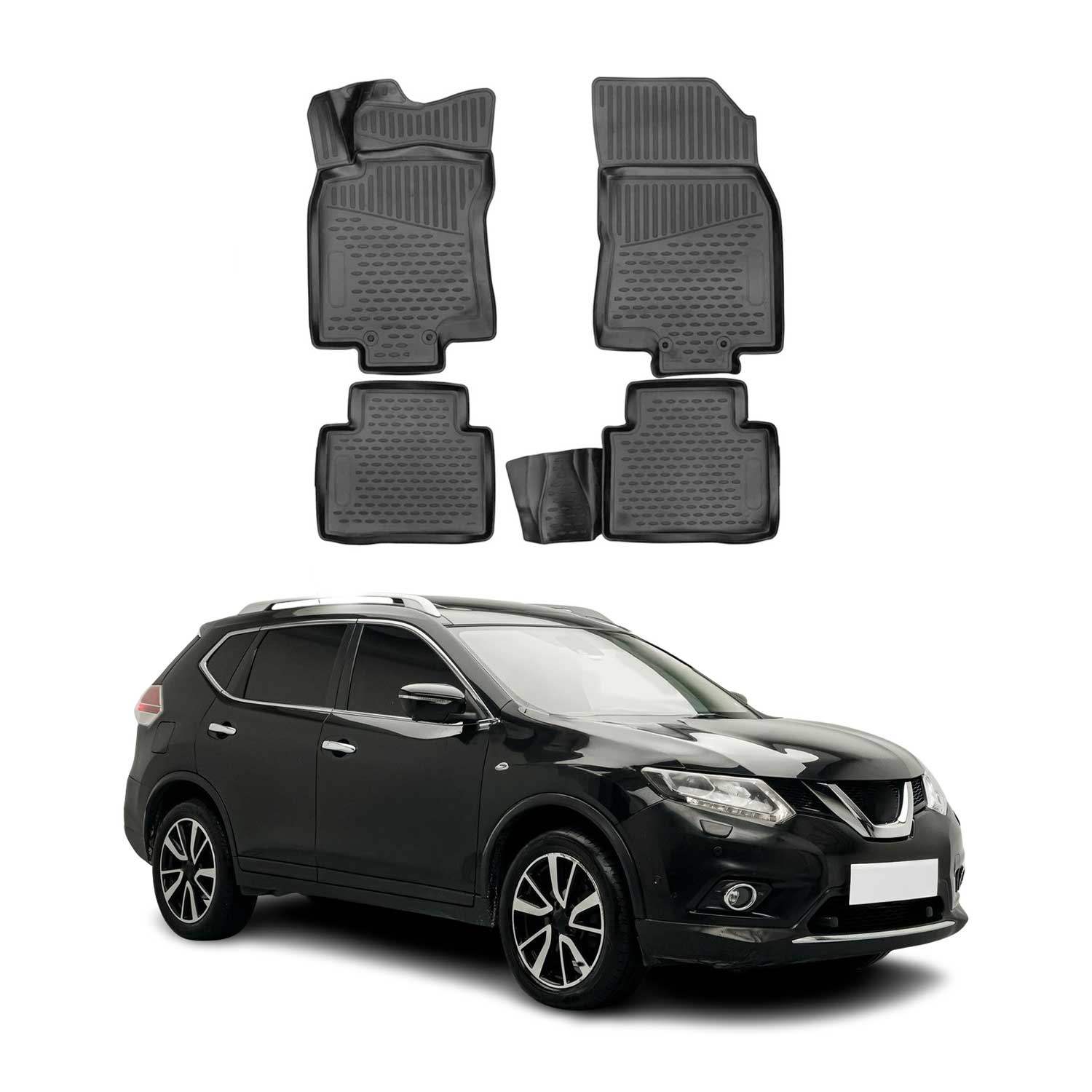 OMAC Gummimatten Fußmatten für Nissan X-Trail T32 2013-2021 TPE Schwarz 4x