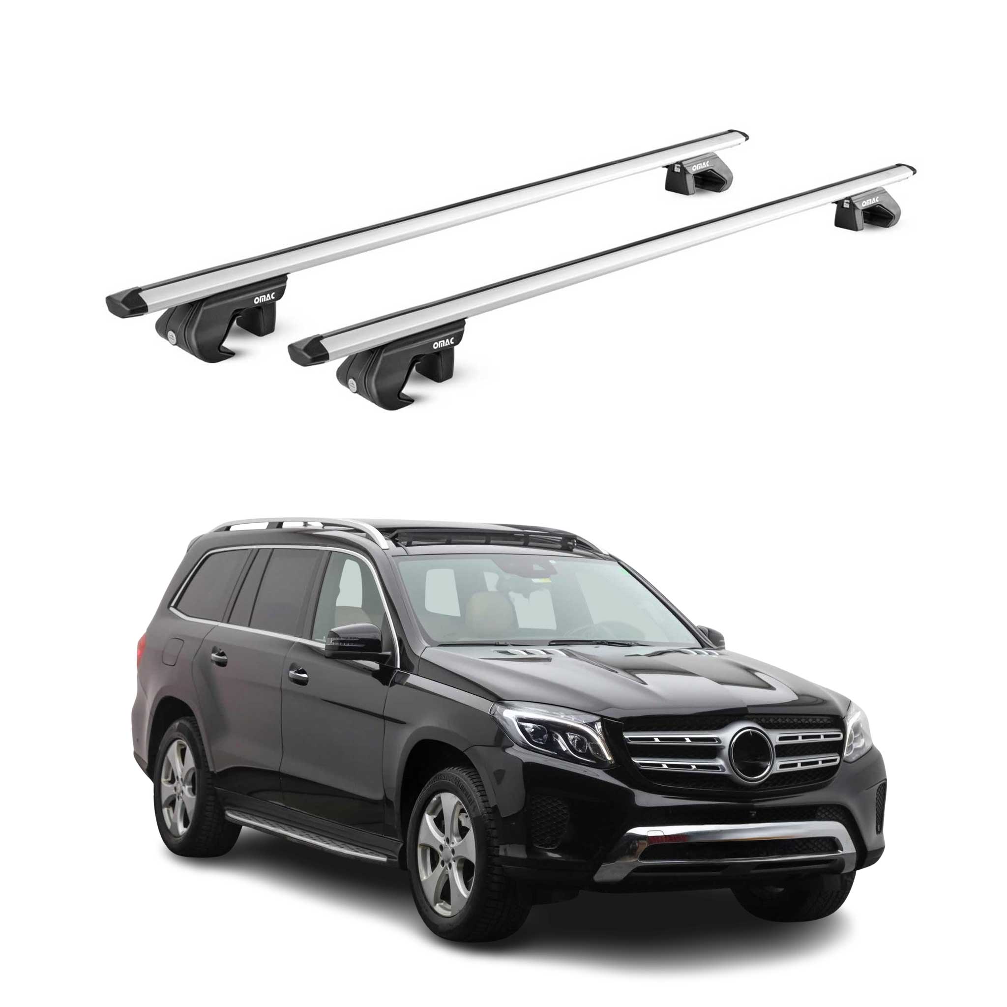 Dachträger Grundtäger für Mercedes GLS X166 2016-2019 90kg Alu Silber 2 tlg ABE