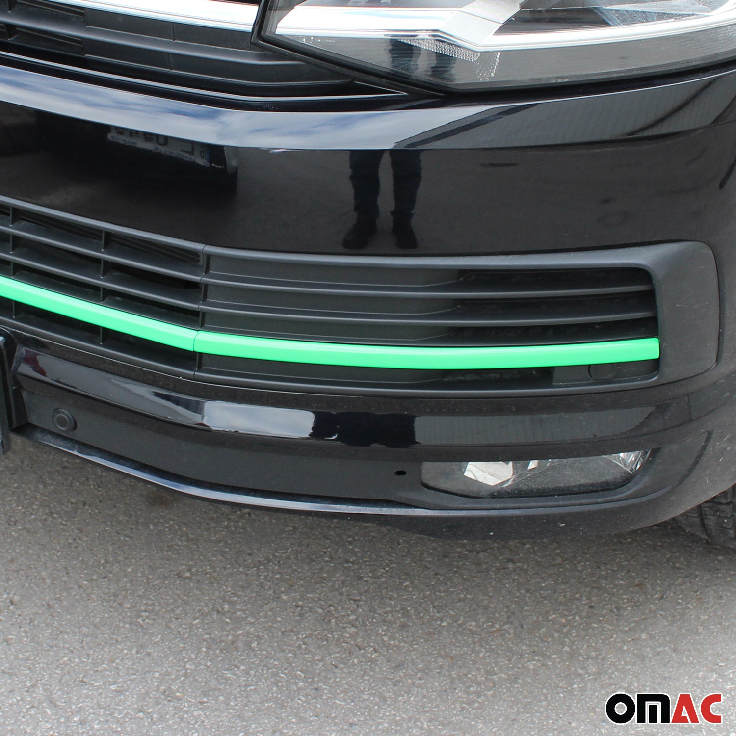 Kühlergrill Leiste Grillleisten für VW T6 2015-2019 Highline Edelstahl Grün 3tlg