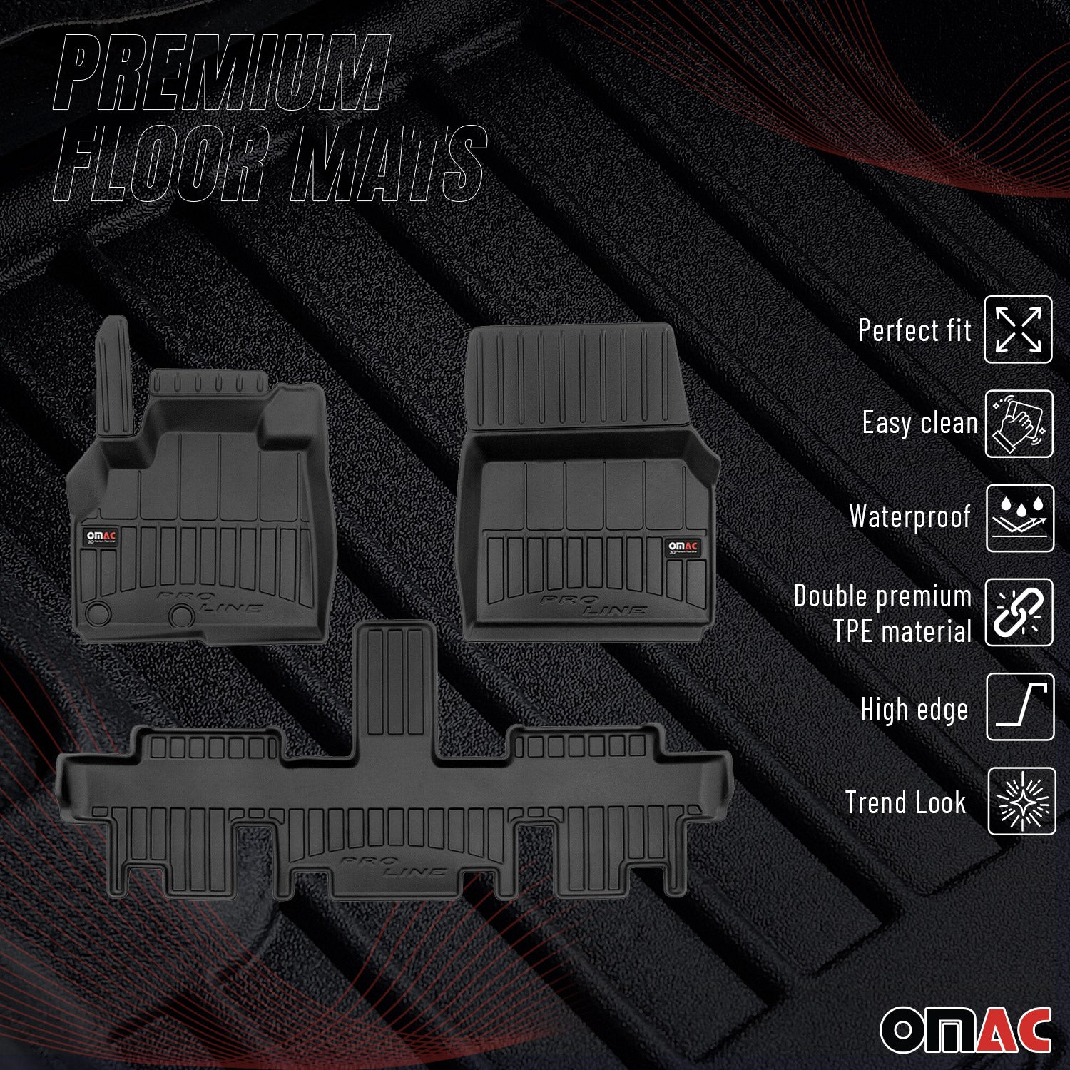 OMAC Gummi Fußmatten für Renault Espace 2002-2014 Premium TPE Automatten 3tlg