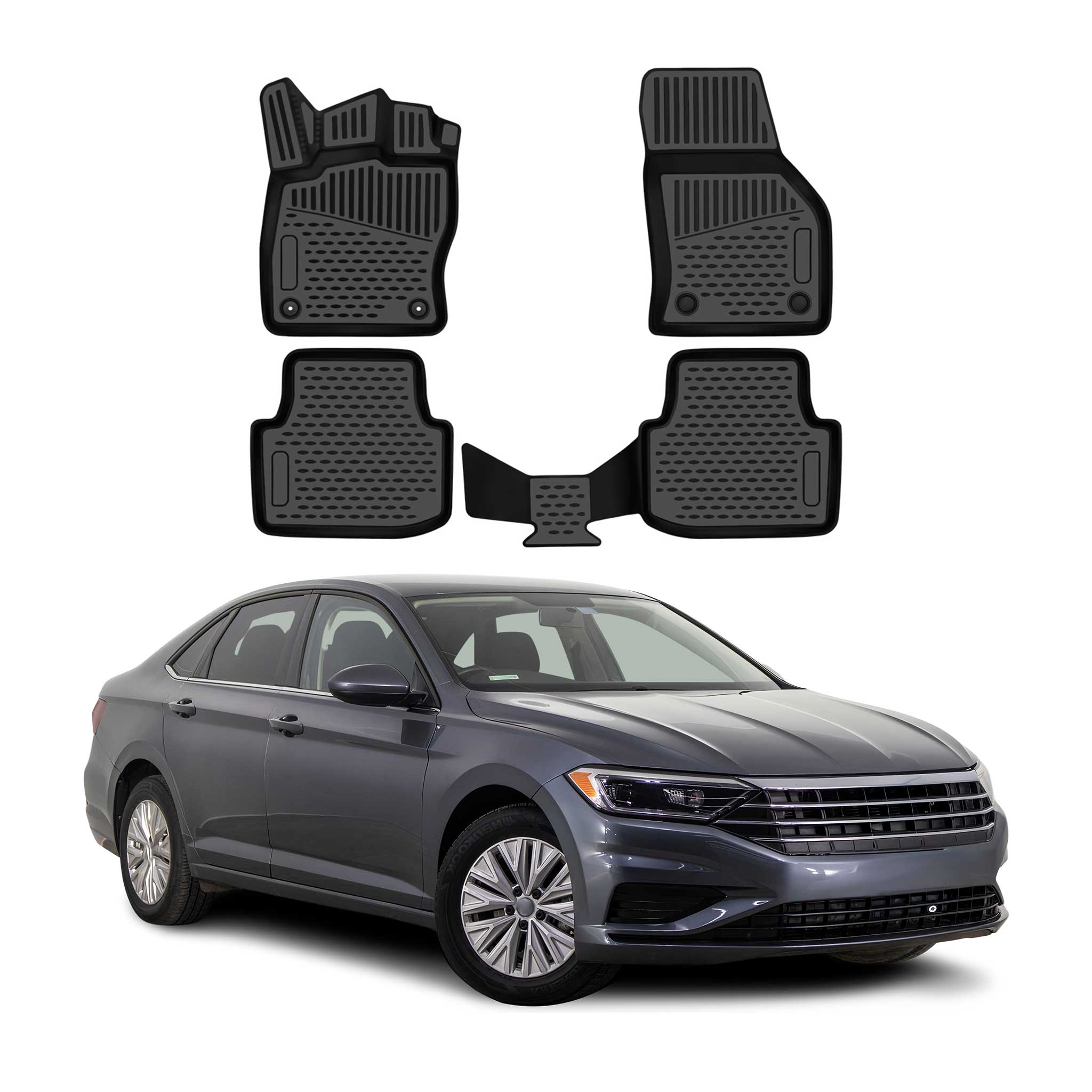 OMAC Gummimatten Fußmatten für Renault VW Jetta A7 2018-2021 Pre-FL TPE Schwarz