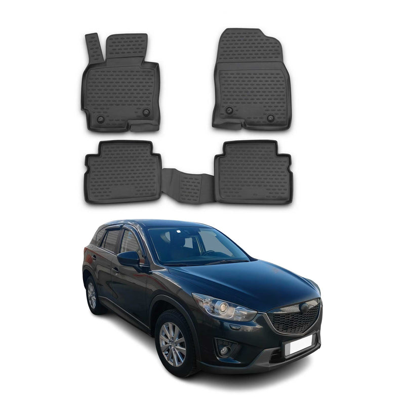 OMAC Gummimatten Fußmatten für Mazda CX-5 2012-2017 TPE Automatten Schwarz 4x