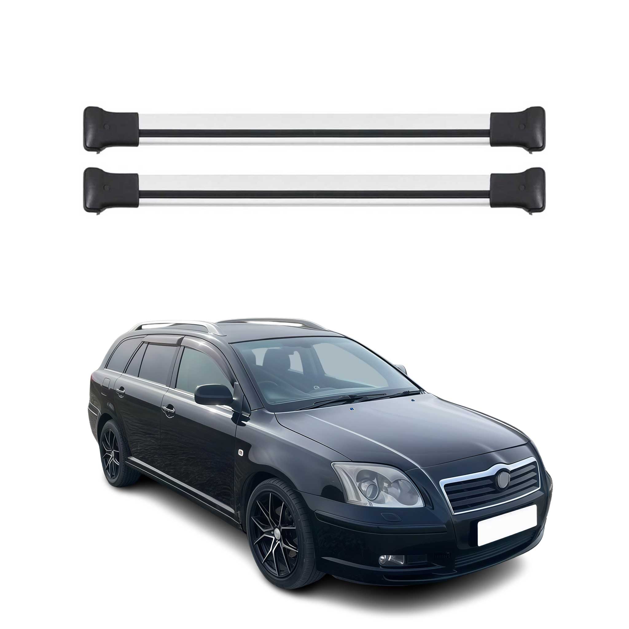 Dachträger Grundtäger für Toyota Avensis mk2 Kombi 2003-2009 75kg Alu Silber 2x