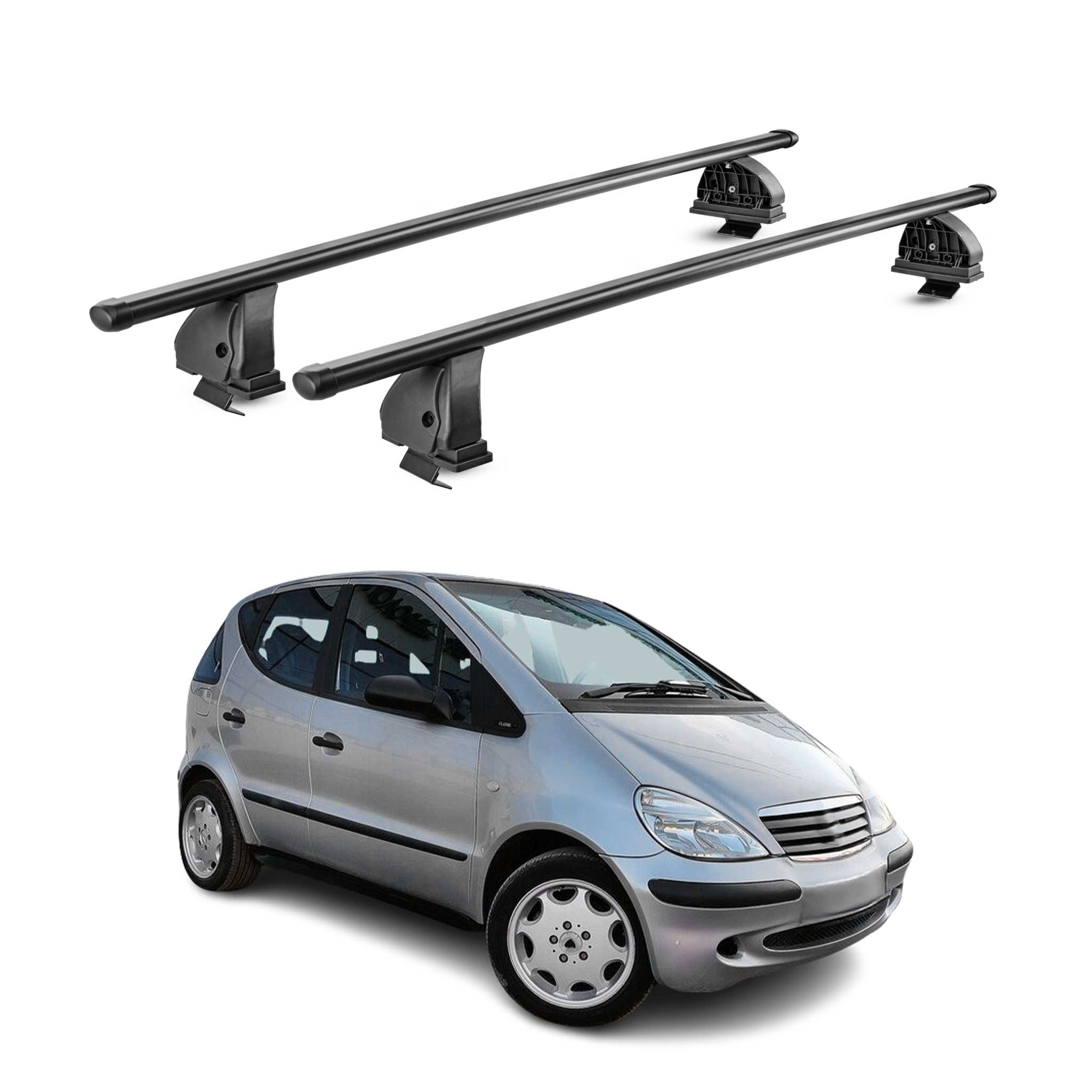 Stahl Dachträger für Mercedes A Klasse W168 1997-2004 TÜV 75 kg 2tlg Schwarz