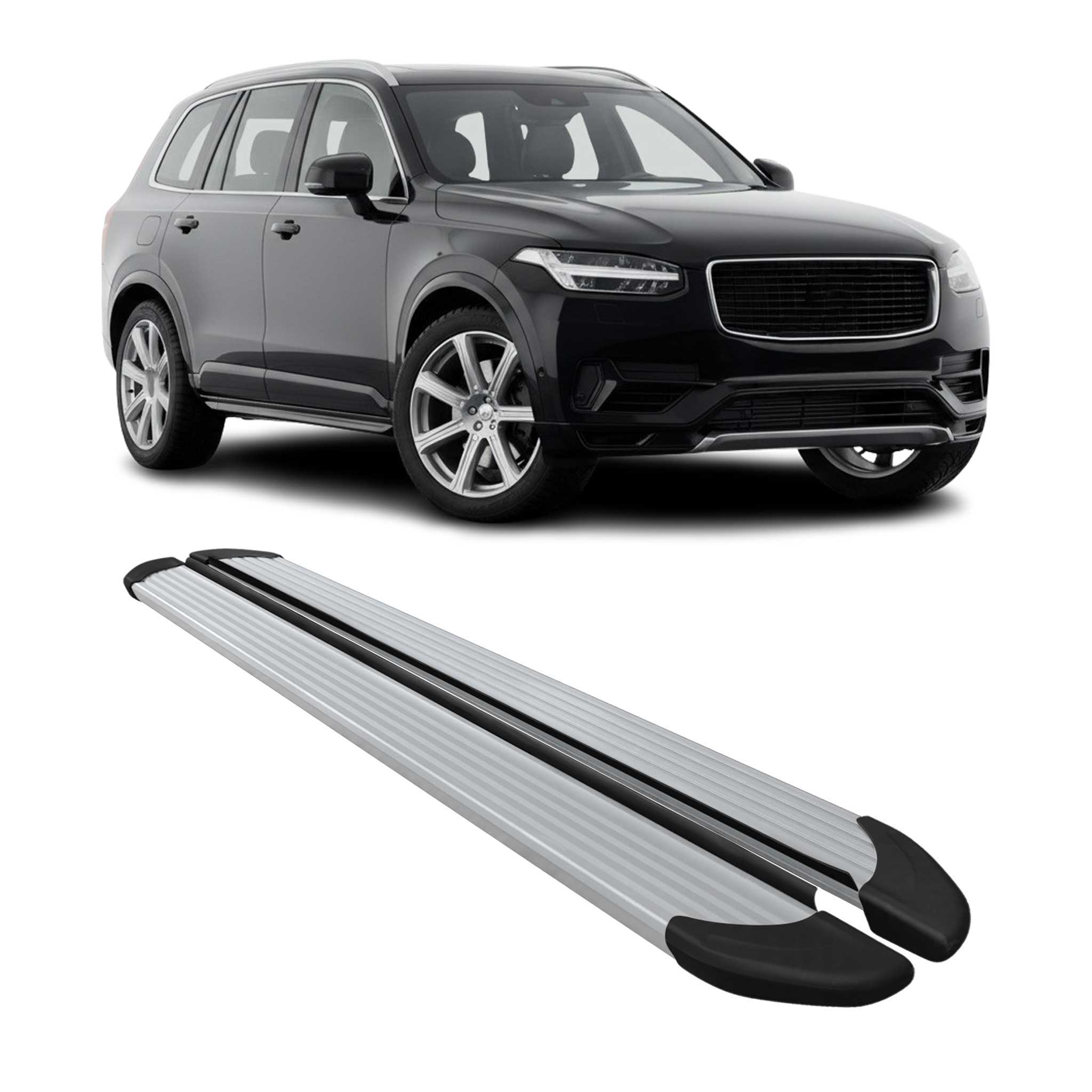 Seitenschweller Trittbretter Schweller für Volvo XC90 2015-2025 Aluminium Silber