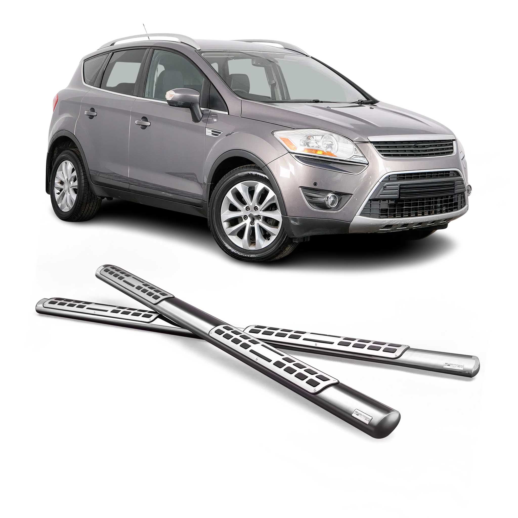 Edelstahl Seitenschweller Schwellerrohre für Ford Kuga 2008-2012 Silber