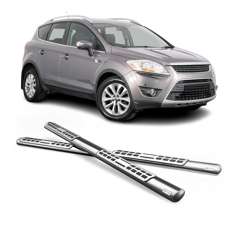 Edelstahl Seitenschweller Schwellerrohre für Ford Kuga 2008-2012 Silber