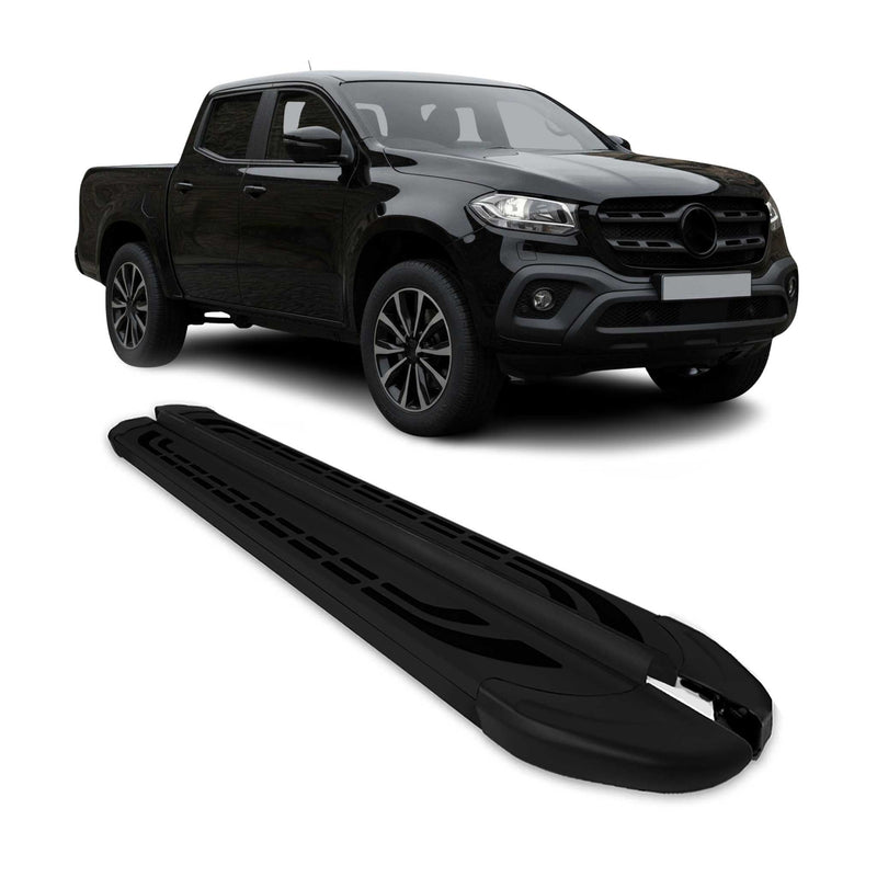 Trittbretter Seitenschweller für Mercedes X Klasse DoubleCab 2017-21 Schwarz Alu