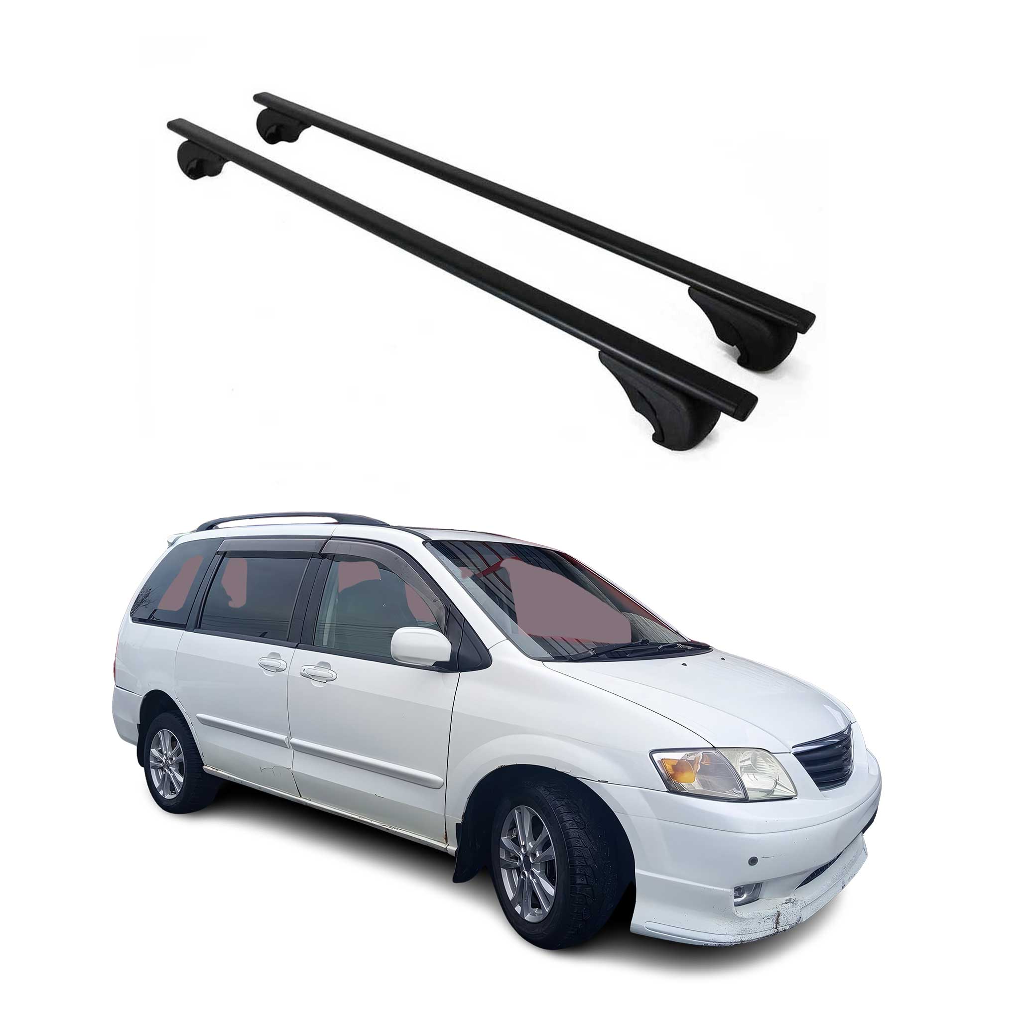 Dachträger Grundtäger für Mazda MPV 1996-2006 75kg Metall Schwarz 2 tlg