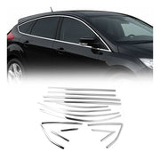 Fensterleisten Zierleisten für Ford Focus Schrägheck 2011-2015 Edelstahl 12tlg