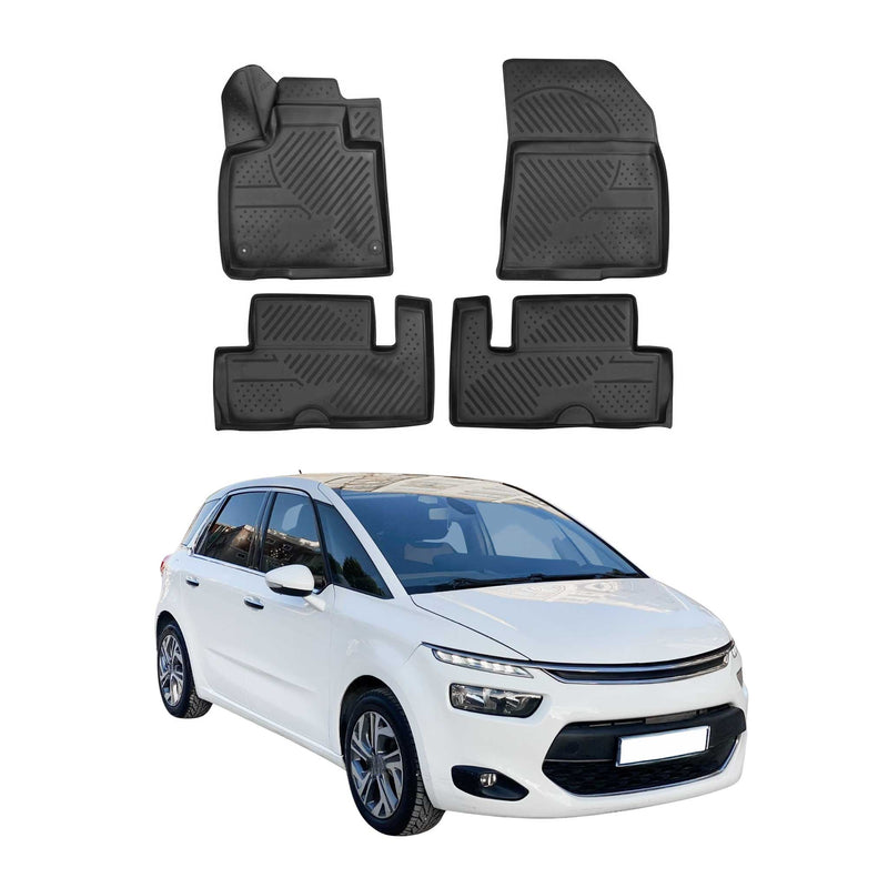OMAC Gummimatten Fußmatten für Citroen C4 Picasso 2013-2024 TPE Schwarz 4x