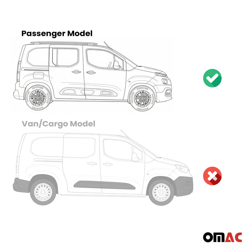 Trittbretter Seitenbretter für Citroen Berlingo 2018-25 Kombi L1 Kurzer Schwarz