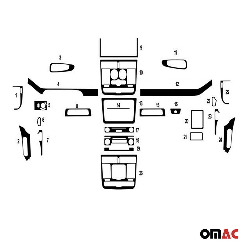 Innenraum Dekor Cockpit für Mercedes Vito W639 2006-2014 Aluminium Optik 25tlg