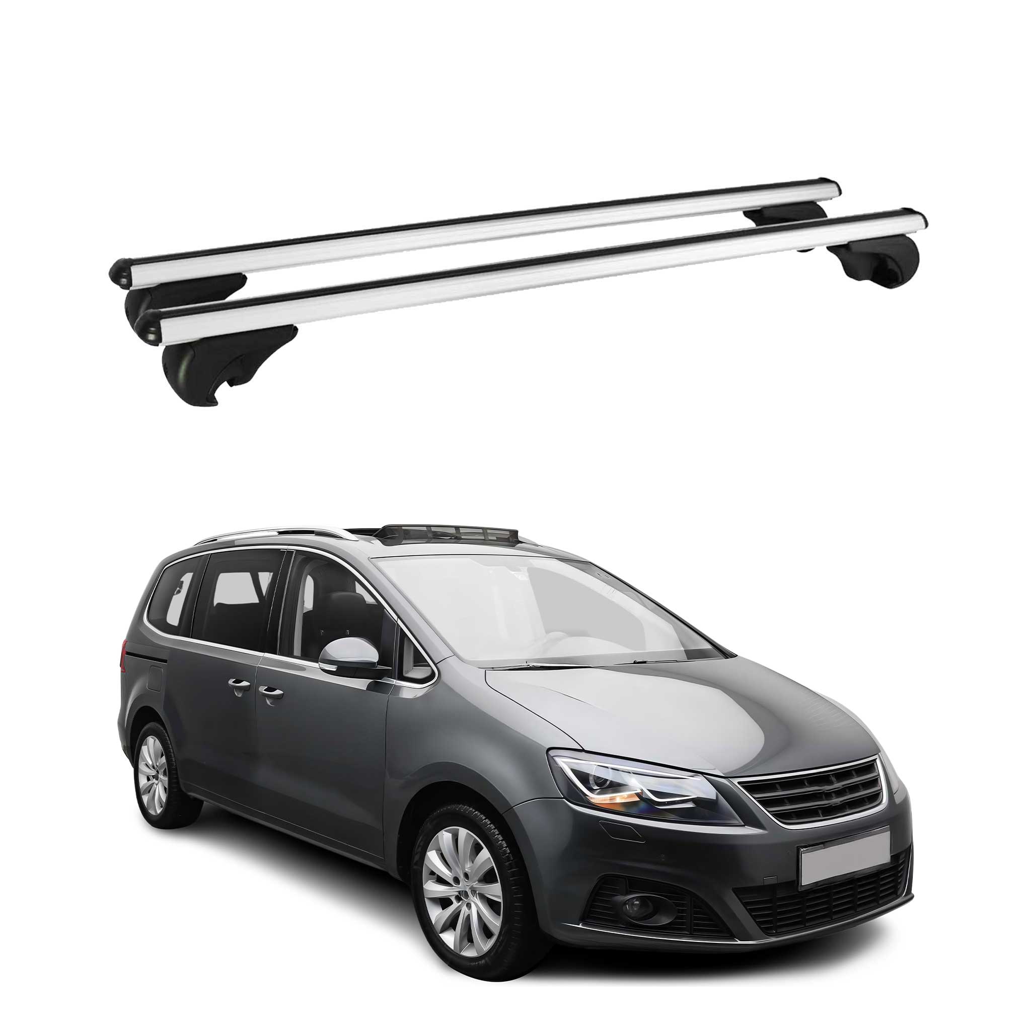 Dachträger Grundtäger für Seat Alhambra mk2 2010-2020 75kg Alu Silber 2 tlg