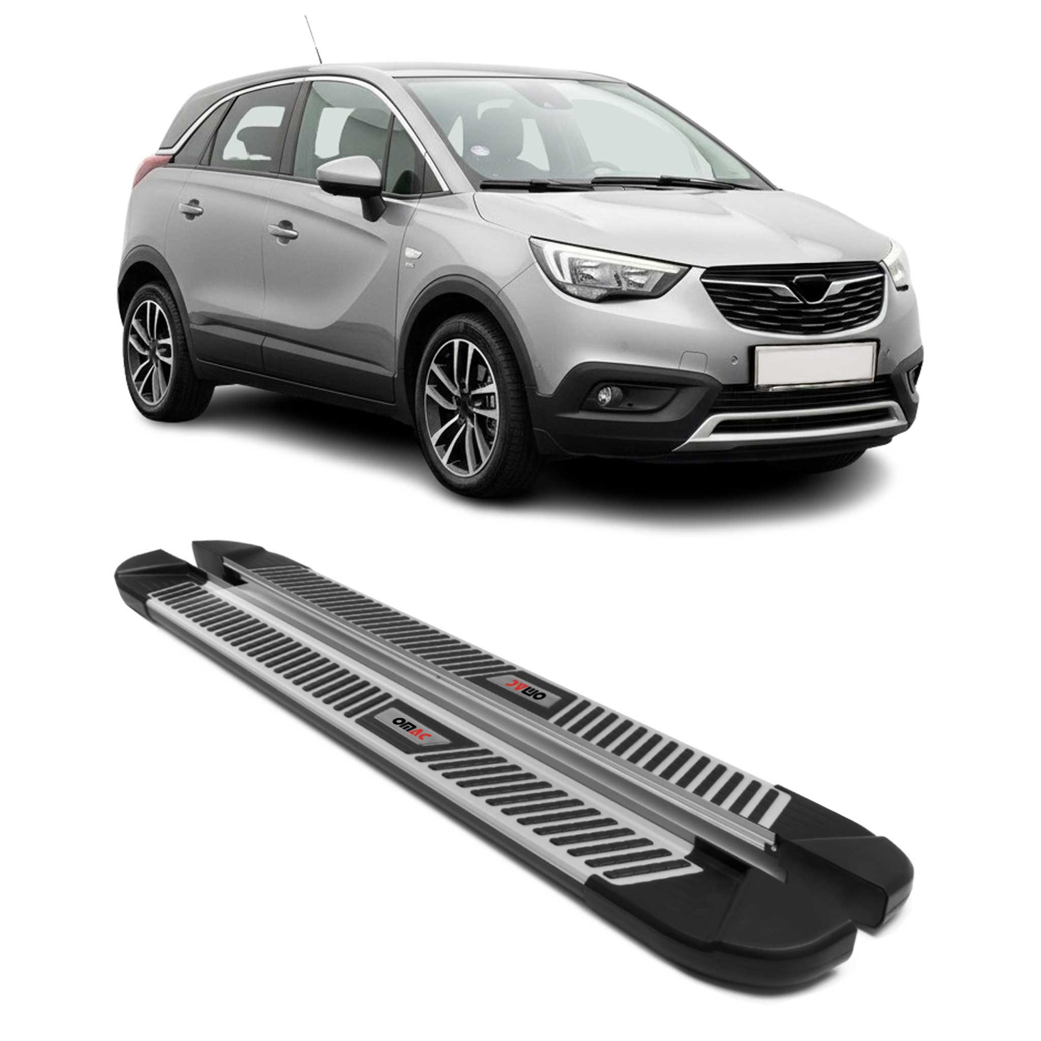 Trittbretter Seitenbretter Schweller für Opel Crossland X 2017-2024 Schwarz