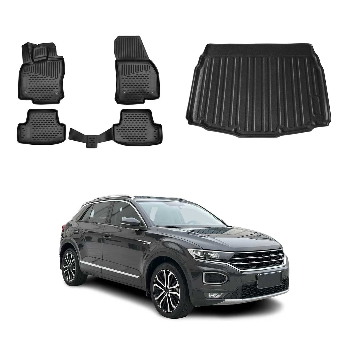 OMAC Fußmatten & Kofferraumwanne Set für Volkswagen T-Roc Pre-fl 2017-2022