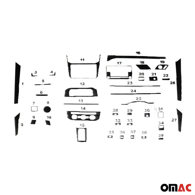 Innenraum Dekor Cockpit für VW Caddy 2015-2020 Aluminium Optik 39tlg