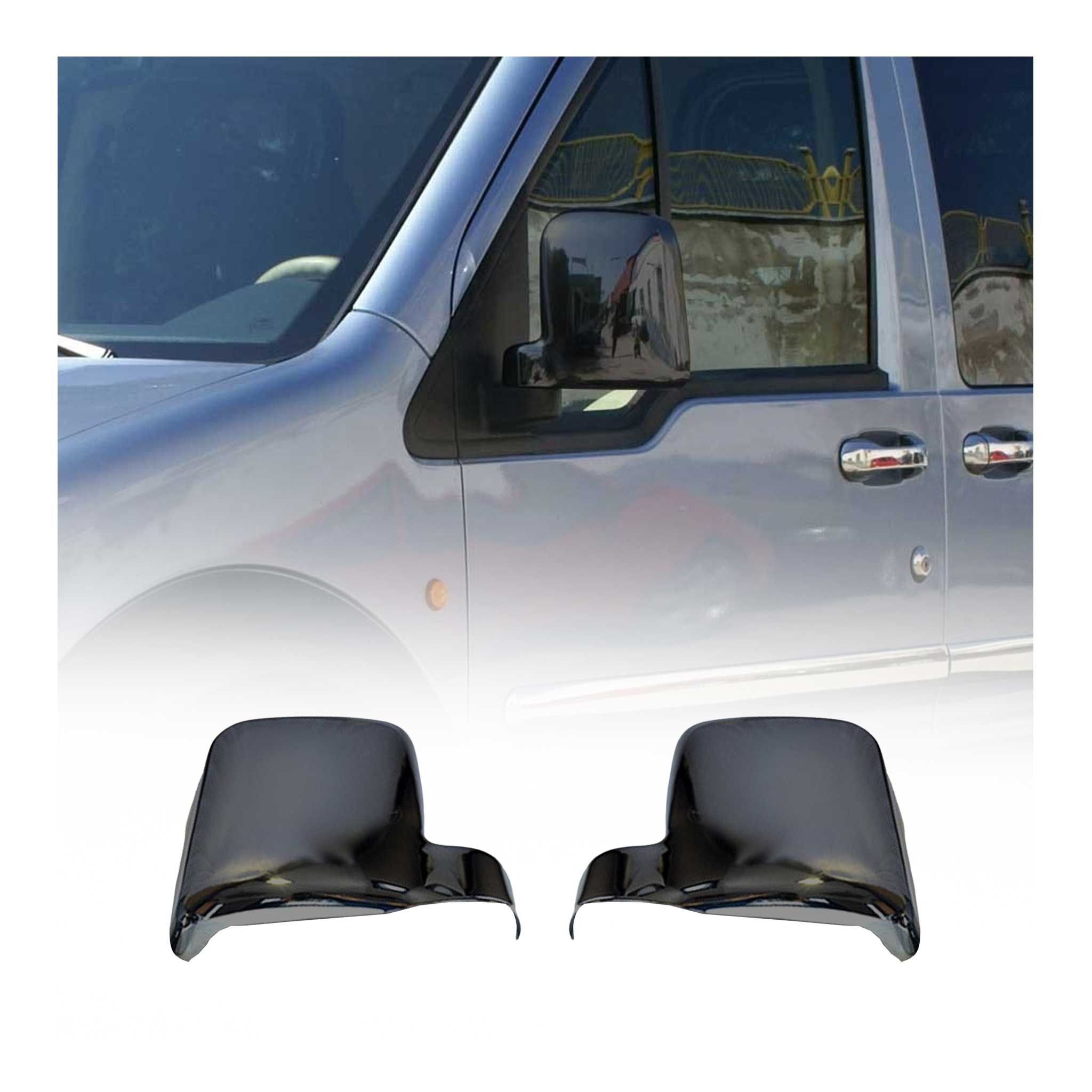Spiegelkappen Spiegelabdeckung für Ford Connect 20002-2009 Chrom ABS Dunkel 2tlg