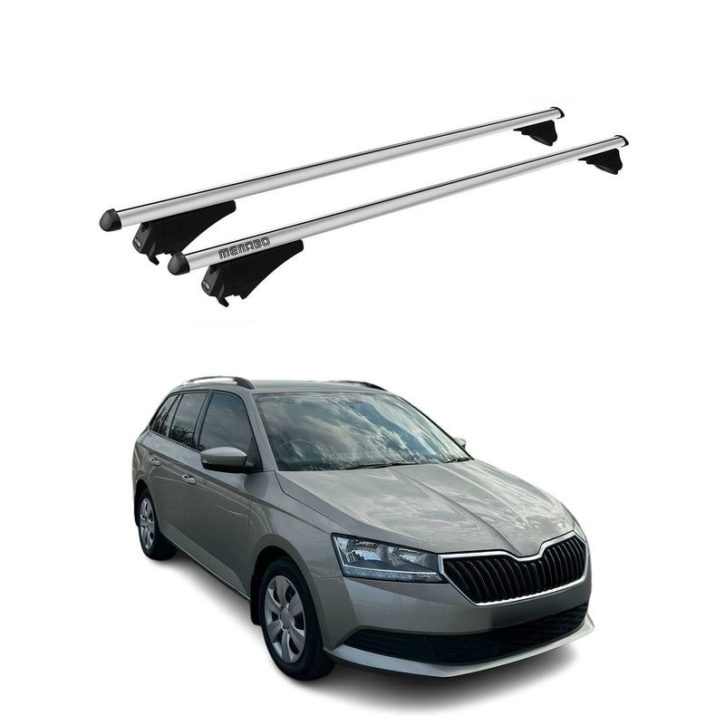 Menabo Dachträger Grundtäger für Skoda Fabia mk3 2014-2021 75kg Alu Silber 2 tlg