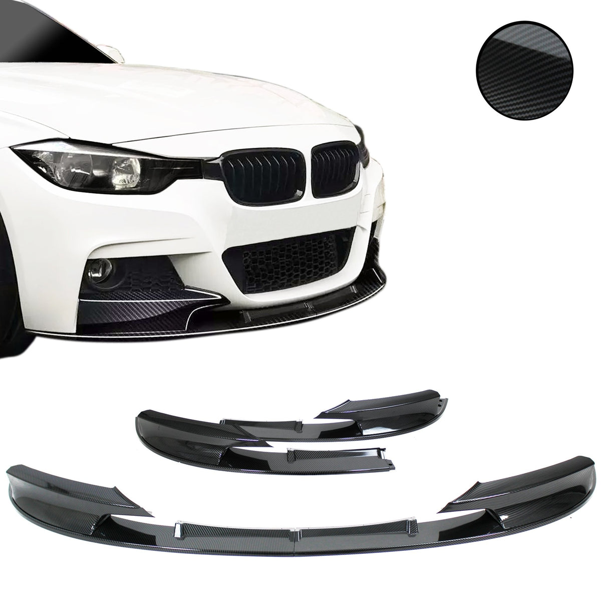 JOM Frontspoilerlippe für BMW 3er (F30/F31) 2011-2019 Carbon Optik Sport Look 2-teilig