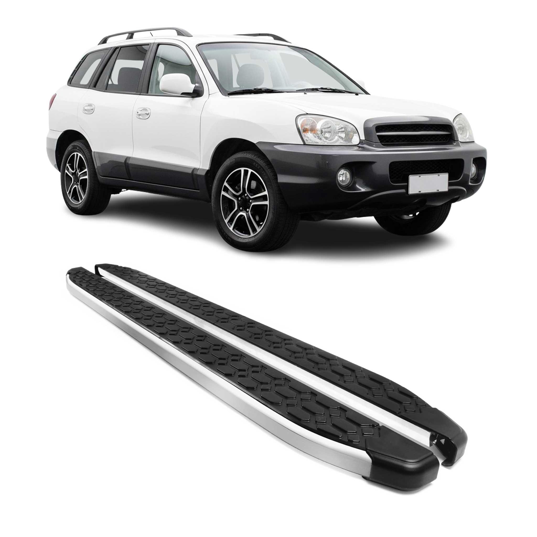 Alu Trittbretter Seitenschweller für Hyundai Santa Fe I 2001-2006 Schwarz Silber