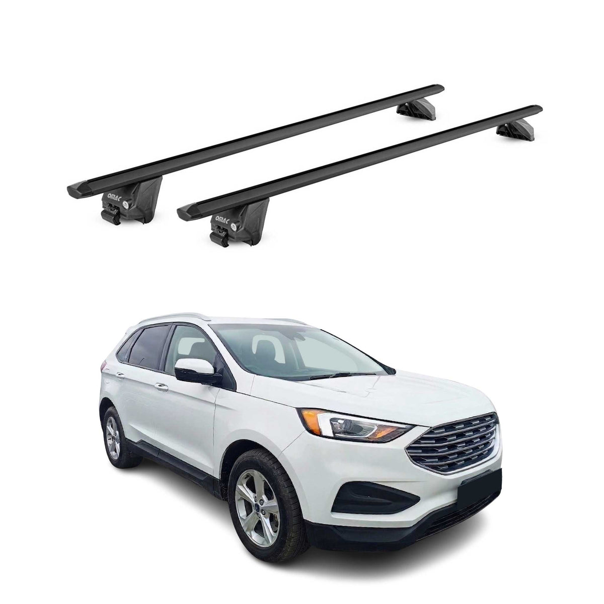 Dachträger Grundtäger für Ford Edge II 2015-23 100kg Aluminium Schwarz 2 tlg ABE