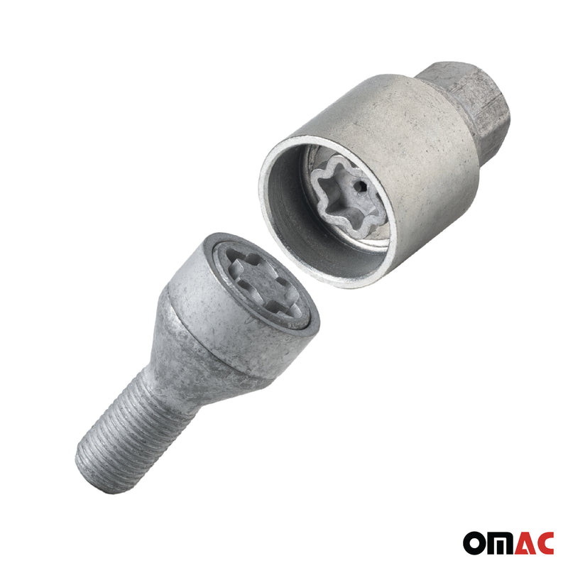 Radschloss Satz für Renault Clio III / Clio IV ab 2006 Silber 4tlg M12X1.5