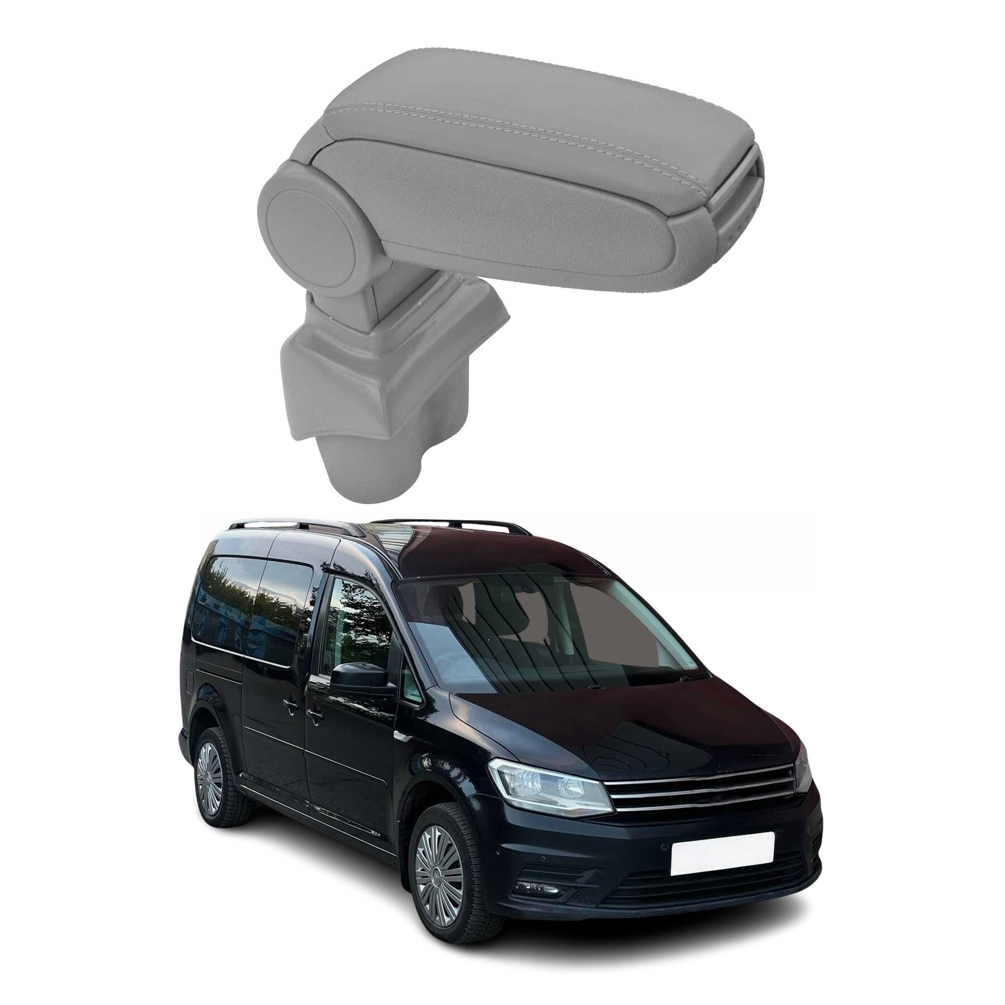 Mittelarmlehne Armlehne Mittelkonsole für VW Caddy 2003-2020 PU-Leder ABS Grau