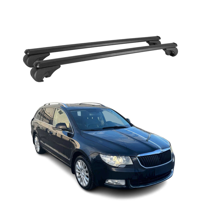Dachträger für Skoda Superb Kombi 2008-2015 Gepäckträger Grundträger Alu Schwarz