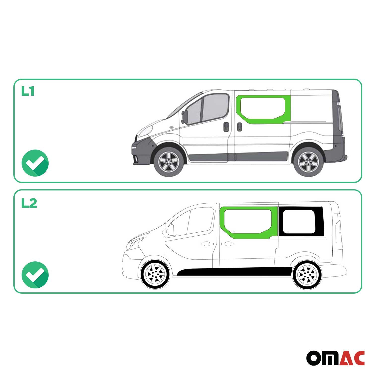 Seitenfenster für Opel Vivaro 2001-2014 L1 L2 Schwarz Auto Fenster Links
