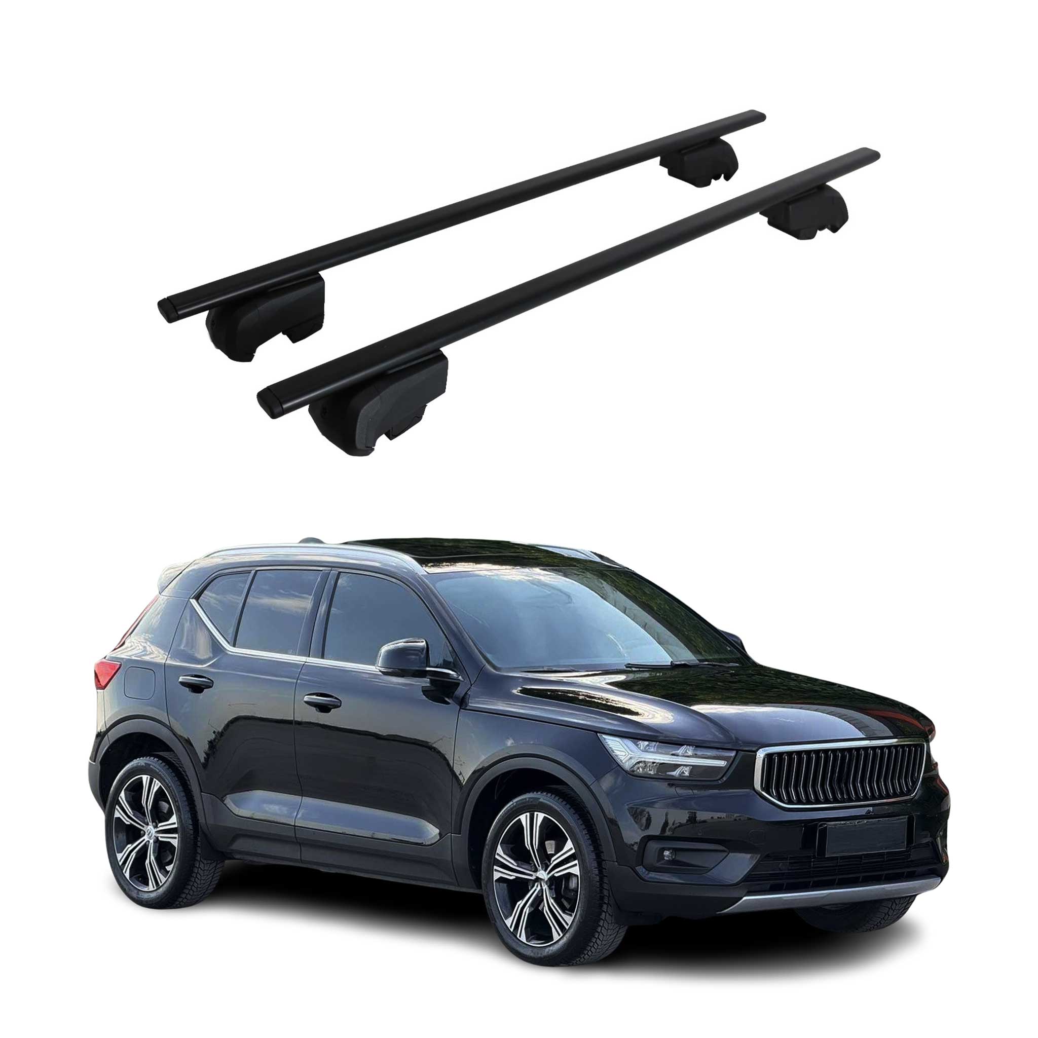 Dachträger Grundtäger für Volvo XC40 2018-2023 Pre-FL 75kg Metall Schwarz 2 tlg